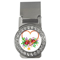 Heart Flowers Sign Money Clips (cz)  by Nexatart