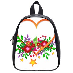 Heart Flowers Sign School Bags (small)  by Nexatart