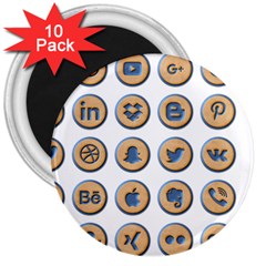 Social Media Icon Icons Social 3  Magnets (10 Pack)  by Nexatart