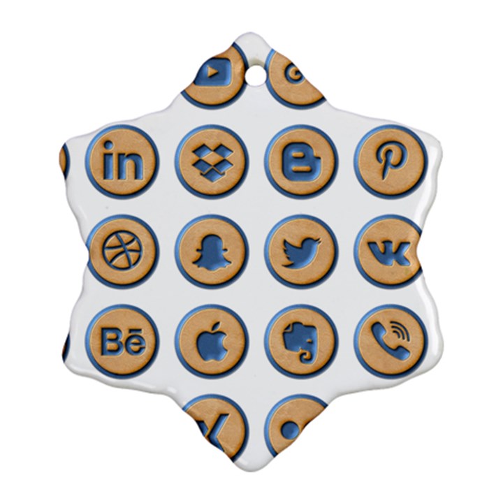 Social Media Icon Icons Social Snowflake Ornament (Two Sides)