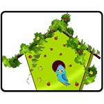 Bluebird Bird Birdhouse Avian Double Sided Fleece Blanket (Medium)  58.8 x47.4  Blanket Back