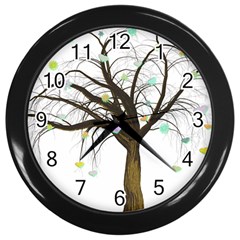 Tree Fantasy Magic Hearts Flowers Wall Clocks (black) by Nexatart