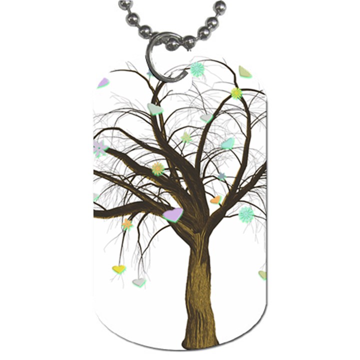 Tree Fantasy Magic Hearts Flowers Dog Tag (Two Sides)