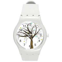 Tree Fantasy Magic Hearts Flowers Round Plastic Sport Watch (m) by Nexatart