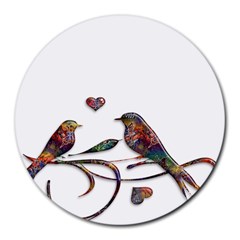 Birds Abstract Exotic Colorful Round Mousepads by Nexatart