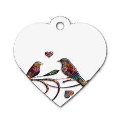 Birds Abstract Exotic Colorful Dog Tag Heart (two Sides) by Nexatart