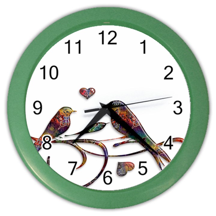 Birds Abstract Exotic Colorful Color Wall Clocks