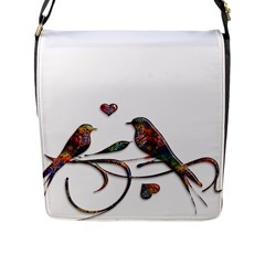 Birds Abstract Exotic Colorful Flap Messenger Bag (l)  by Nexatart