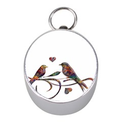 Birds Abstract Exotic Colorful Mini Silver Compasses by Nexatart