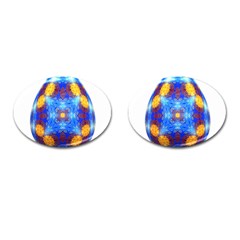 Easter Eggs Egg Blue Yellow Cufflinks (oval) by Nexatart