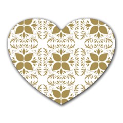 Pattern Gold Floral Texture Design Heart Mousepads by Nexatart
