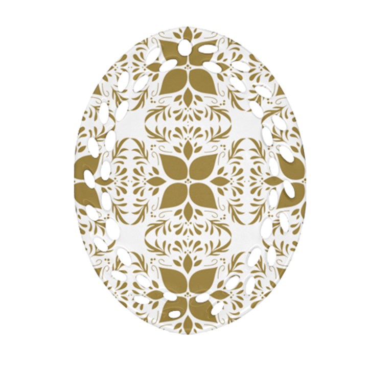 Pattern Gold Floral Texture Design Oval Filigree Ornament (Two Sides)