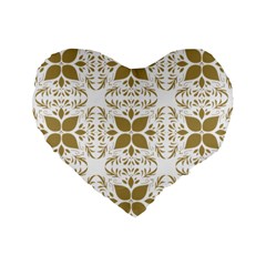 Pattern Gold Floral Texture Design Standard 16  Premium Heart Shape Cushions by Nexatart