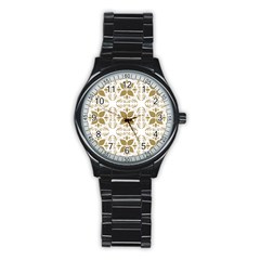 Pattern Gold Floral Texture Design Stainless Steel Round Watch