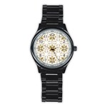 Pattern Gold Floral Texture Design Stainless Steel Round Watch Front