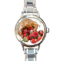 Strawberries Fruit Food Delicious Round Italian Charm Watch