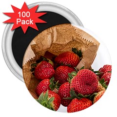 Strawberries Fruit Food Delicious 3  Magnets (100 Pack) by Nexatart