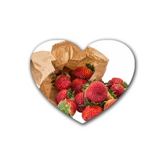 Strawberries Fruit Food Delicious Rubber Coaster (heart)  by Nexatart