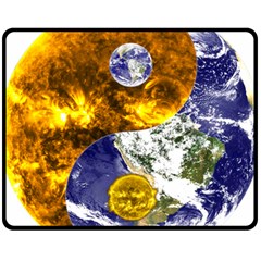 Design Yin Yang Balance Sun Earth Fleece Blanket (medium)  by Nexatart