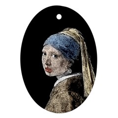 The Girl With The Pearl Earring Ornament (oval) by Valentinaart