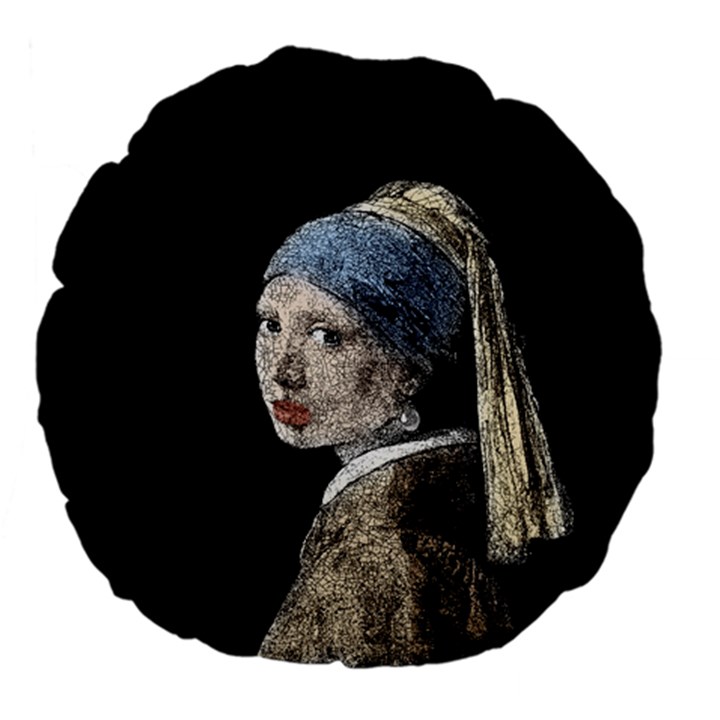 The Girl With The Pearl Earring Large 18  Premium Flano Round Cushions