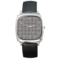 Plaid pattern Square Metal Watch