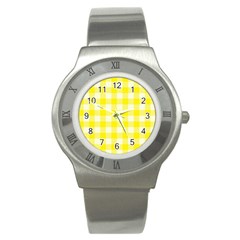 Plaid Pattern Stainless Steel Watch by ValentinaDesign