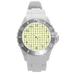 Plaid Pattern Round Plastic Sport Watch (l)