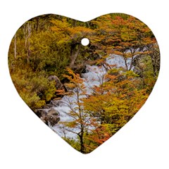 Colored Forest Landscape Scene, Patagonia   Argentina Heart Ornament (two Sides) by dflcprints