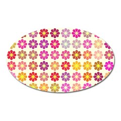 Multicolored Floral Pattern Oval Magnet by linceazul