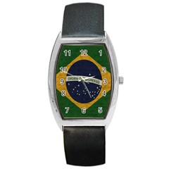 Vintage Flag - Brasil Barrel Style Metal Watch by ValentinaDesign