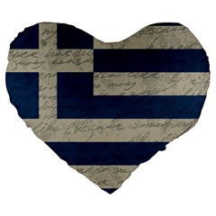 Vintage Flag - Greece Large 19  Premium Heart Shape Cushions by ValentinaDesign