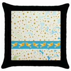 Birds And Daisies Throw Pillow Case (black)