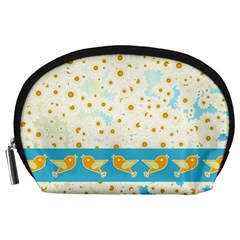 Birds And Daisies Accessory Pouches (large)  by linceazul