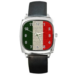 Vintage Flag - Italia Square Metal Watch by ValentinaDesign