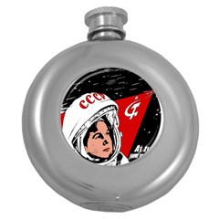 Valentina Tereshkova Round Hip Flask (5 Oz) by Valentinaart