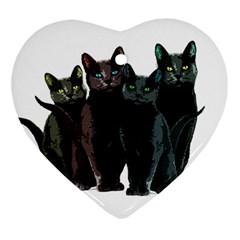 Cats Heart Ornament (two Sides) by Valentinaart