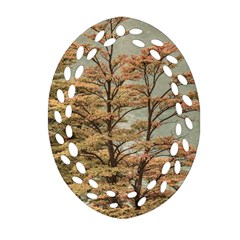 Landscape Scene Colored Trees At Glacier Lake  Patagonia Argentina Ornament (oval Filigree) by dflcprints