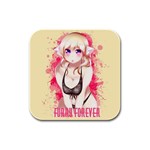 Blonde Hair Bikini Furry Girl Rubber Square Coaster (4 pack)  Front