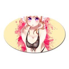 Blonde Hair Bikini Furry Girl Oval Magnet