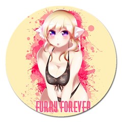 Blonde Hair Bikini Furry Girl Magnet 5  (round) by Catifornia