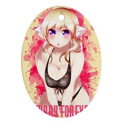 Blonde Hair Bikini Furry Girl Oval Ornament (two Sides)