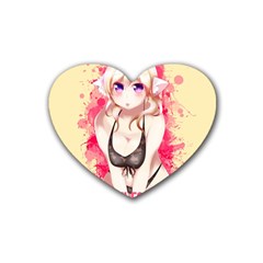 Blonde Hair Bikini Furry Girl Heart Coaster (4 Pack) 