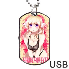 Blonde Hair Bikini Furry Girl Dog Tag Usb Flash (one Side) by Catifornia