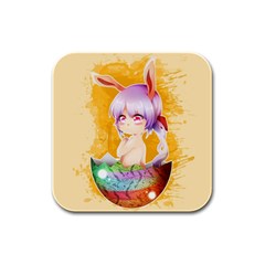 Easter Bunny Furry Rubber Square Coaster (4 Pack)  by Catifornia