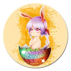 Easter Bunny Furry Magnet 5  (round) by Catifornia