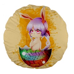 Easter Bunny Furry Large 18  Premium Flano Round Cushions by Catifornia