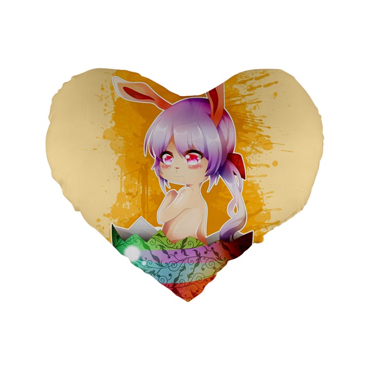 Easter Bunny Furry Standard 16  Premium Flano Heart Shape Cushions