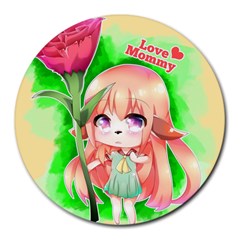 Happy Mother s Day Furry Girl Round Mousepads by Catifornia