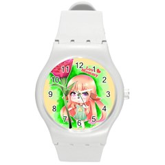 Happy Mother s Day Furry Girl Round Plastic Sport Watch (m) by Catifornia